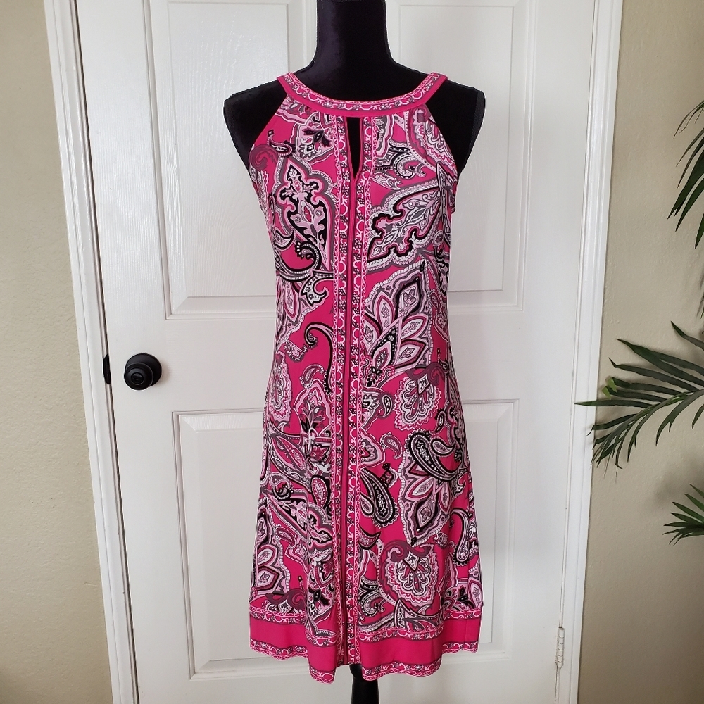 INC Paisley Dress Pink/Black/White/Grey (S)
